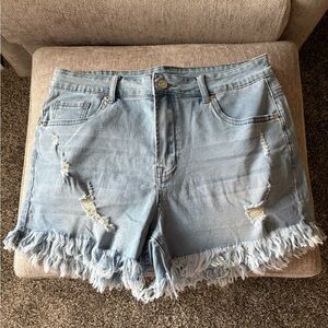 Distressed Light Blue Denim Shorts size large